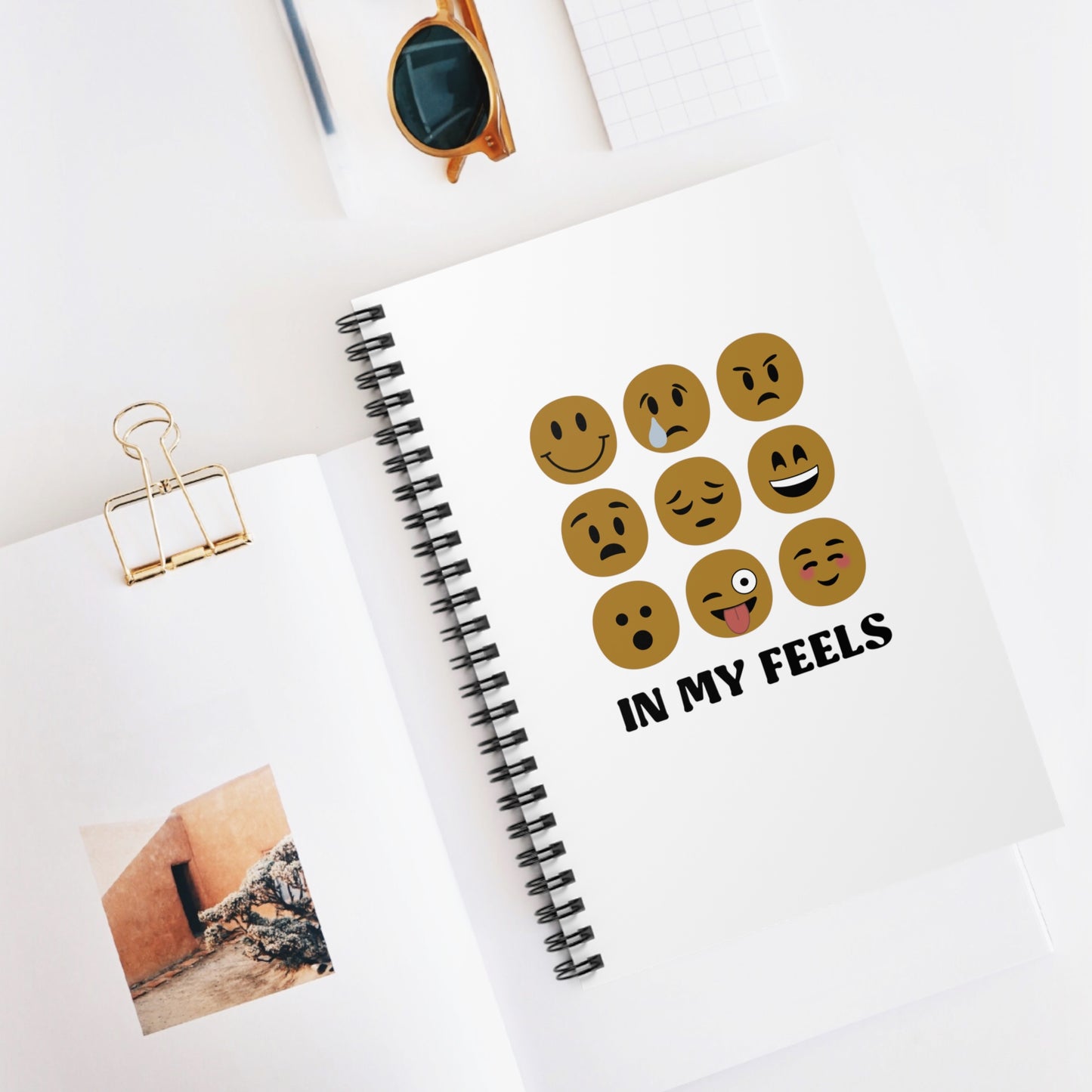 In My Feels Emoji Spiral Notebook - Ruled