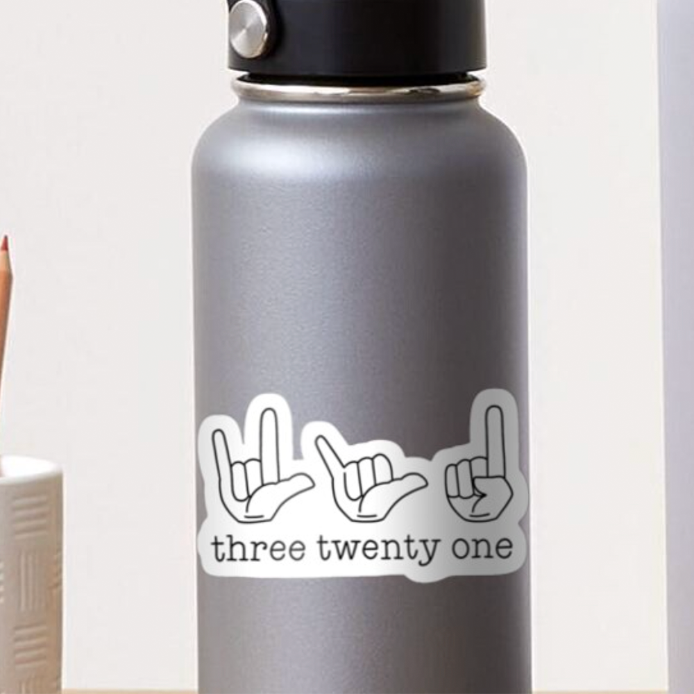Three Twenty One Sign Language Down Syndrome Awareness Sticker