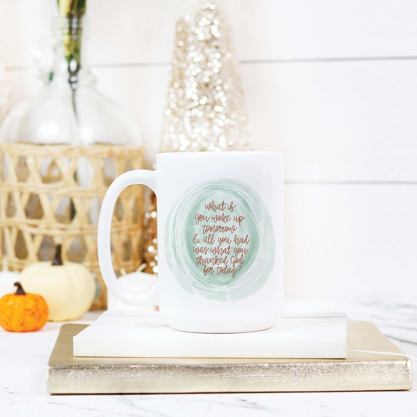Hand Lettered Thank God Faith Based Mug