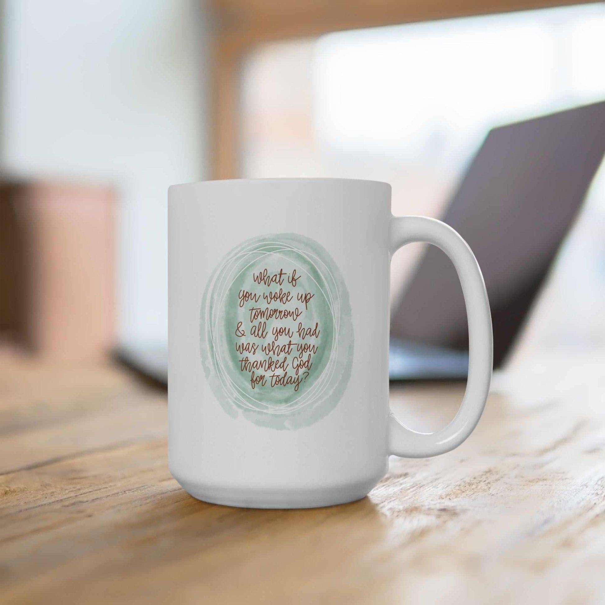 Hand Lettered Thank God Faith Based Mug