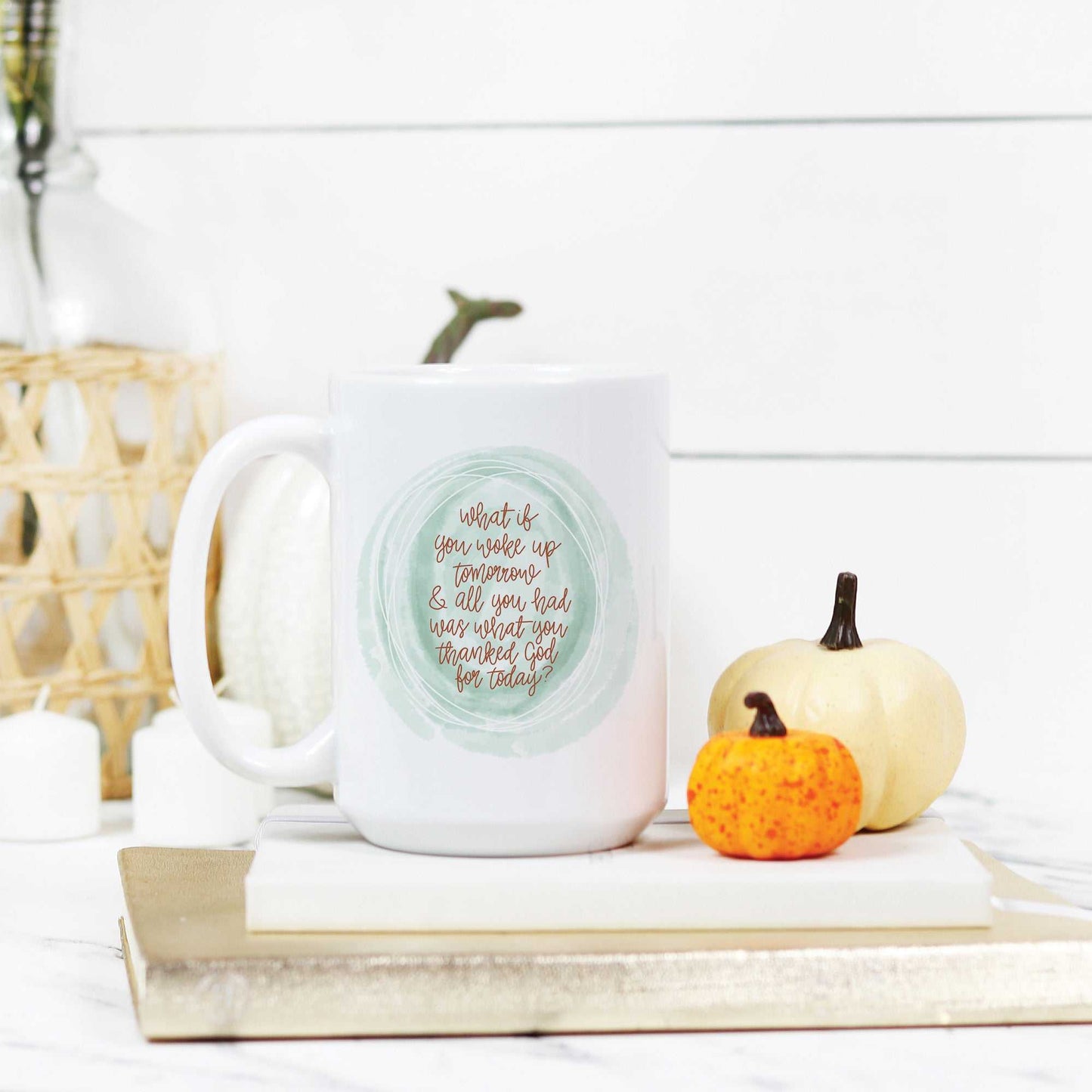 Hand Lettered Thank God Faith Based Mug