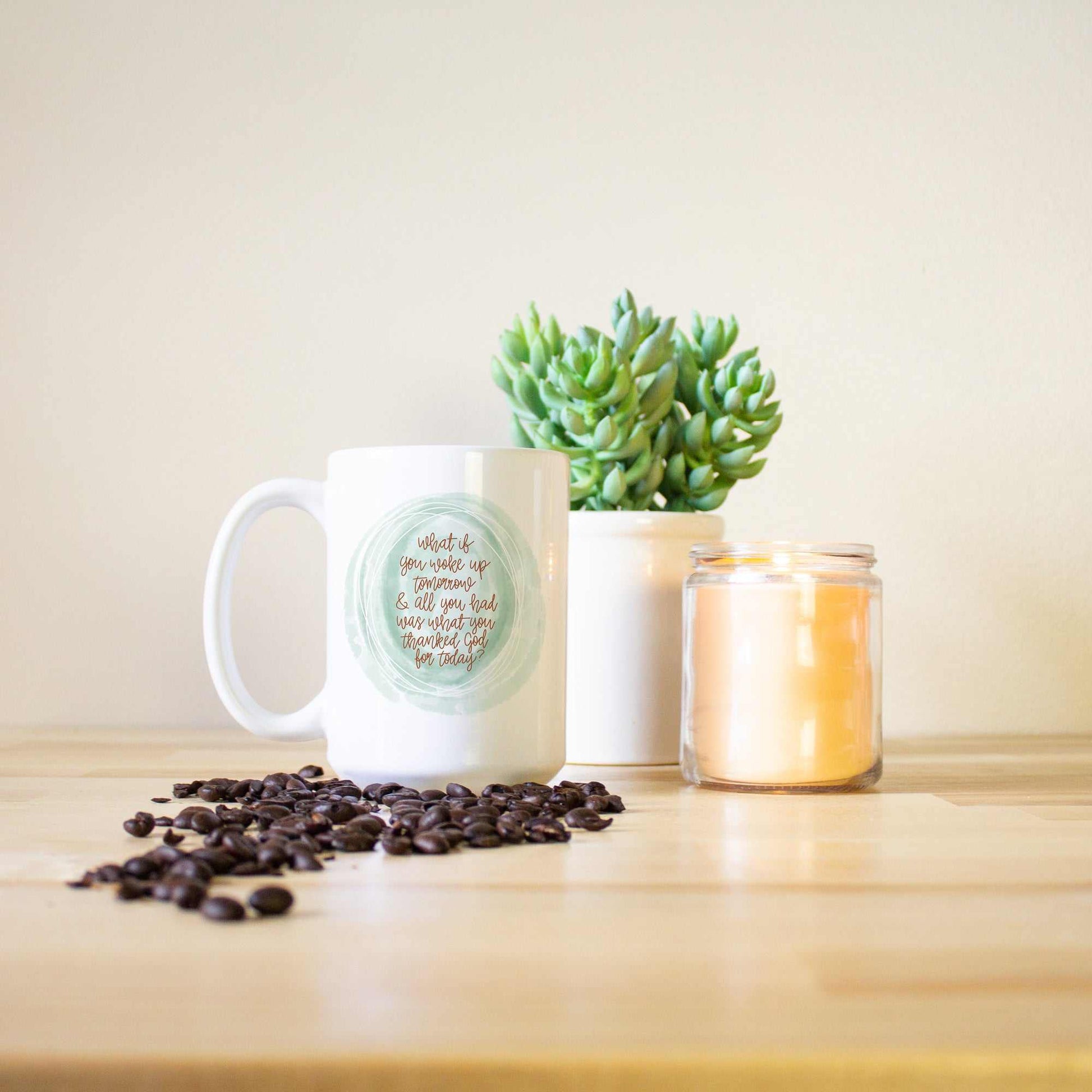 Hand Lettered Thank God Faith Based Mug