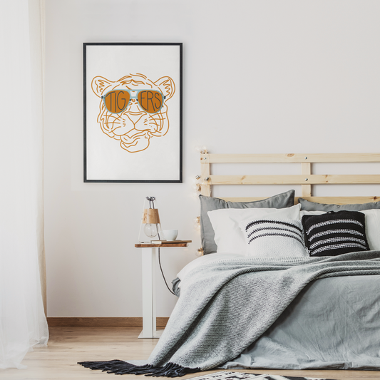Go Tigers Auburn University Hand-drawn Tiger Wall Art Print